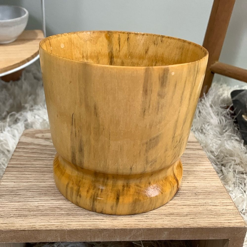 Hand‎ Turned Artist Signed Wooden Cup